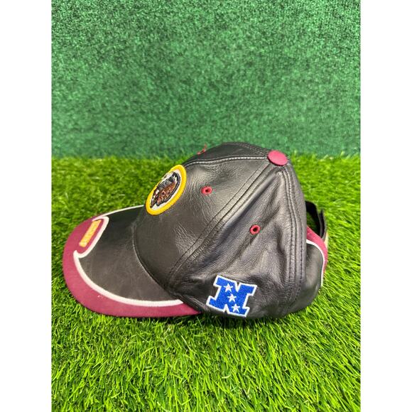 Vintage Washington Redskins NFL American Needle Snapback Hat Black Leather Red - Picture 2 of 7